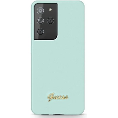 GUESS Калъф за телефон Guess GUHCS21LLSLMGLB Silicone Script Metal Logo за Samsung Galaxy S21 Ultra, син (GUE001193)
