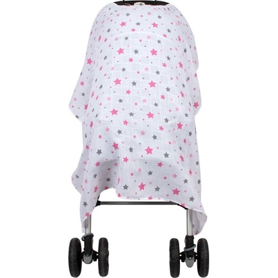 Sevi Baby Муселиново покривало за детска количка Sevi baby, Розови Звезди (319-pink stars)