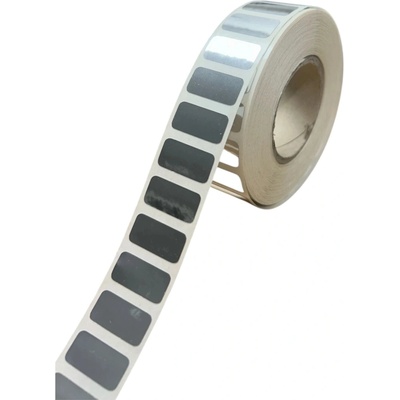Plastová Etiketa 20 mm x 10 mm, Polypropylén , Strieborná, Dutinka 40 mm, 1000 ks/kotúč, Silné lepidlo