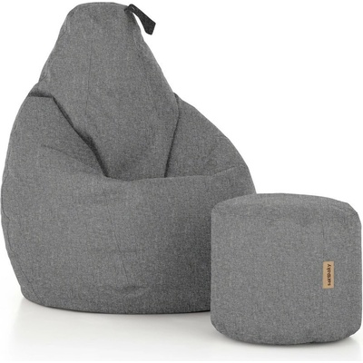 SakyPaky sedací set Hruška s taburetem světle šedá melír