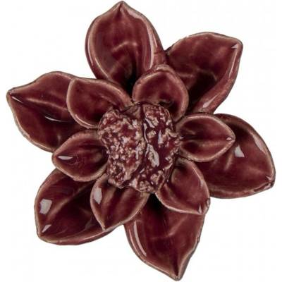 Keramická dekorace květina bordová – 8x4 cm