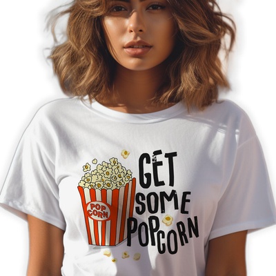 Biele tričko get some popcorn