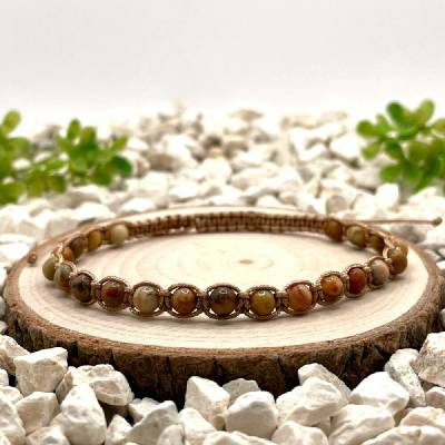 Certom Macramé náramek s achátem krajkovým 0339