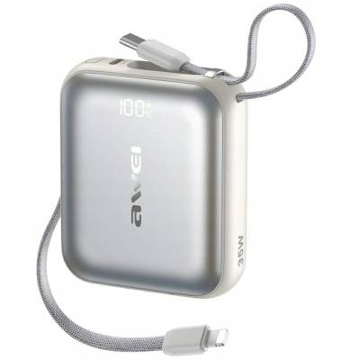 Awei AS-181 Power Bank 10000mAh 35W USB-C, сребрист (AWEI279)