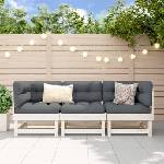 vidaXL Градински лаундж комплект, 3 части, бял, бор масив (825416)