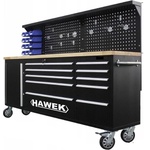 HAWEK Професионална работна маса, 11 отделения, дървен плот и панел hawek hw-01y0109 (hw-01y0109)