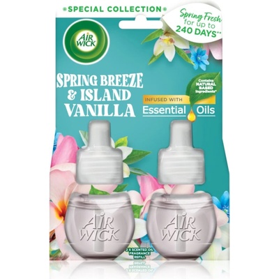 Air Wick Spring Fresh Spring Breeze & Island Vanilla електрически уред за освежаване на въздуха пълнител 2x19ml