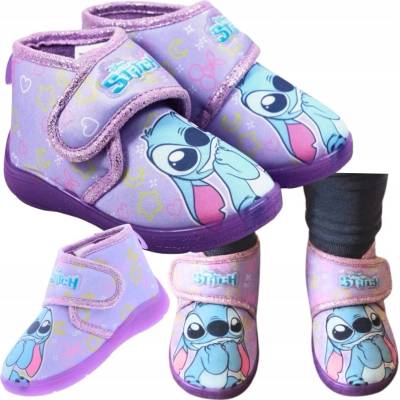 Dievčenské papuče domu zapínanie na suchý zips motív STITCH