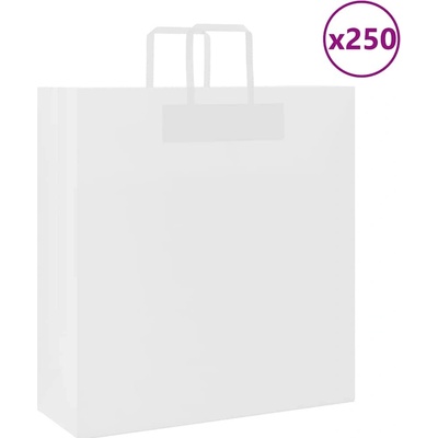 vidaXL Papírové tašky 250 ks s uchy bílé 45x17x48 cm