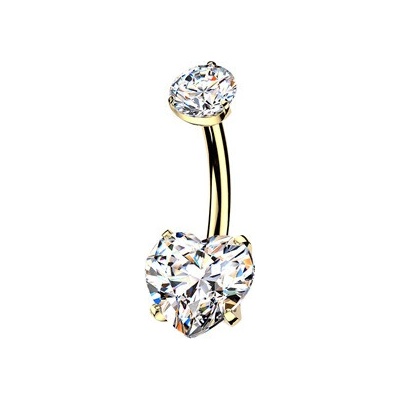 Šperky4U Pozlacený piercing do pupíku srdíčko TITAN TIT1745-C