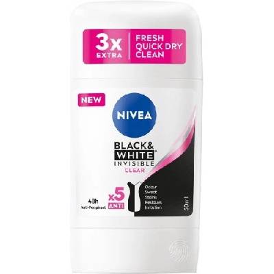 Nivea Black & White Invisible Clear - Дамски део стик 50мл