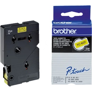 Brother ЛЕНТА ЗА ЕТИКЕТНИ ПРИНТЕРИ BROTHER ТИП TC - 12 mm x 7, 7 m - BLACK ON YELLOW TAPE - PN TC-601 (TC601) (301BRATC601)