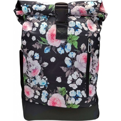 Tapple s květinami Madison Černo modro růžový 26 l