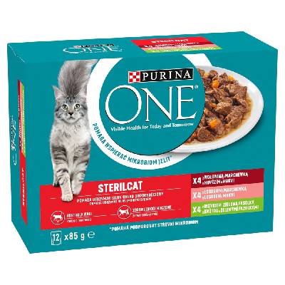 Purina One SterilCat hovädzie losos morka v šťave 12 x 85 g