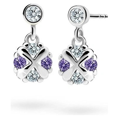 Danfil dětské náušnice C2153 z bílého zlata s kamínky Amethyst zapínání balónek