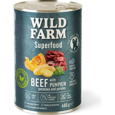 WILD FARM Superfood Beef 400g беззърнена храна за кучета