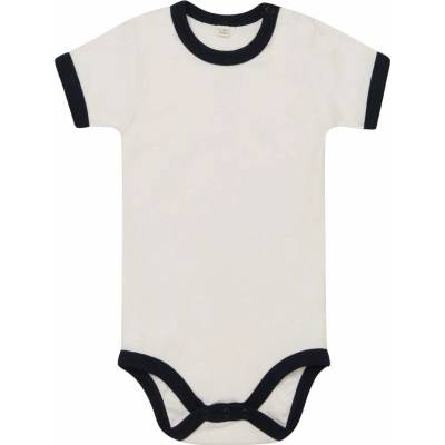 Babybugz Dvoubarevné dětské body s krátkým rukávem Bílá tmavě modrá