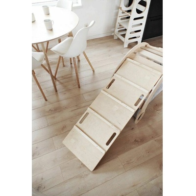 BabyWood Drevená hojdačka + šmykľavka/rebrík M natur