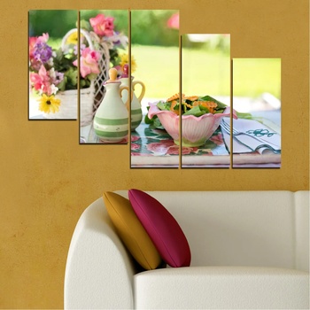 Vivid Home Декоративни панели Vivid Home от 5 части, Цветя, PVC, 160x100 см, 7-ма Форма №0522