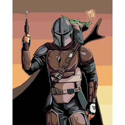 Zuty Malování podle čísel Mandalorian a baby Yoda 80 x 100 cm vypnuté plátno na rám 8596530044550