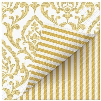 PAW SDLD000409 Double Design Portuguese Tiles Stripe servítky 3V gold 20ks 33x33cm