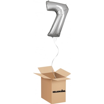 HeliumKing Balónový box Narodeninové číslo 7 strieborný 86 cm