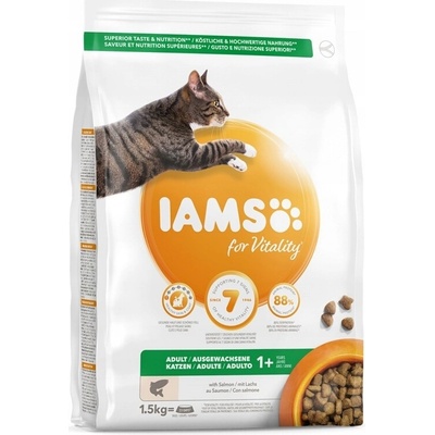 IAMS for Vitality krmivo pre dospelé mačky s lososom 1,5 kg