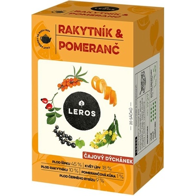 Leros ČAJOVÁ CHVILKA RAKYTNÍK & POMERANČ bylinný čaj aromatizovaný 20 x 2 g