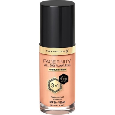 MAX Factor FaceFinity Фон дьо тен 3 в 1 All Day Flawless, SPF20, N77 Soft Honey, 30 ml