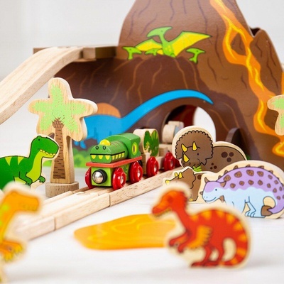 Bigjigs vláčiková dráha Dinosaury žeriav