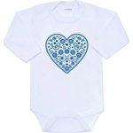 NEW BABY Бебешко боди с щампа New Baby Народен модел синьо сърце 80 (9-12м) (57370)