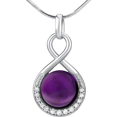 SILVEGO Stříbrný přívěsek s přírodním Ametystem JST14710AMP