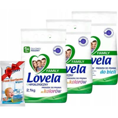 Lovela Family Prací prášek Bílý a Barevný 3 x 2,1 kg +