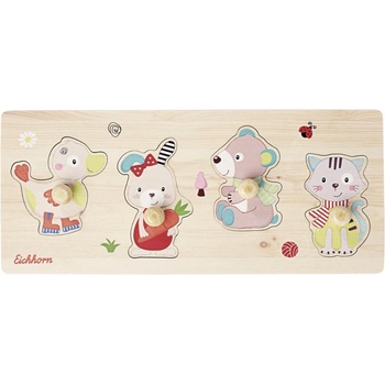 Eichhorn Дървен пъзел Eichhorn - Friends, 4 части, с дръжки (100005478)