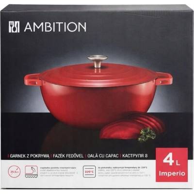AMBITION Hrnec s poklicí Imperio 4L 26,5 cm červený