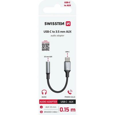 Swissten AUX 0,15 m, černý 73502311