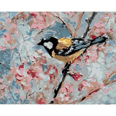 zuty Malování podle čísel Ptáček a růžové květiny 80 x 100 cm vypnuté plátno na rám