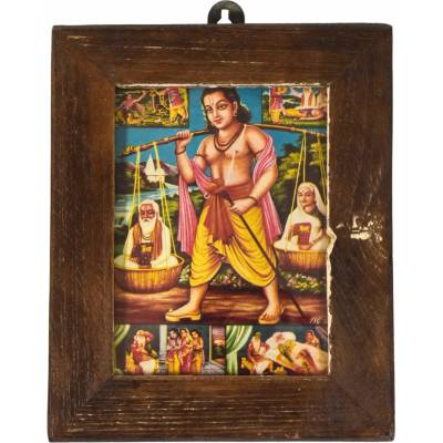 Sanu Babu Šravan Kumar, obrázek v rámečku z teakového dřeva, 12x1x15cm
