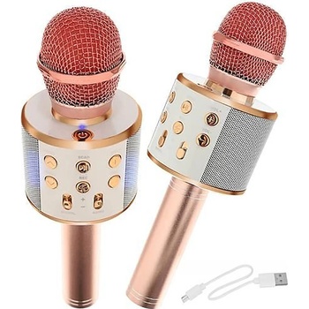 Bezdrôtový karaoke mikrofón s reproduktorom slabo ružový