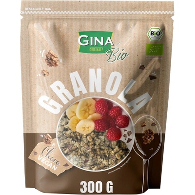 Gina Granola Choco Pečené bio křupavé müsli s ovesnými vločkami a kousky hořké čokolády 300 g