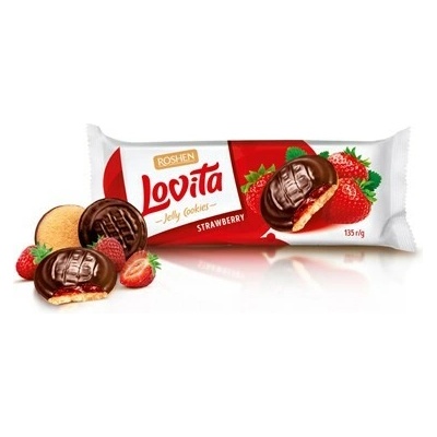 Roshen Lovita Čokopiškot jahoda 135 g