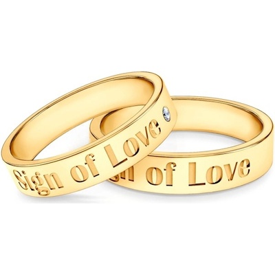 Savicki Partnerské prstene Sign of Love žlté zlato diamant ploché OP SAV2 D Z OP SAV2 Z
