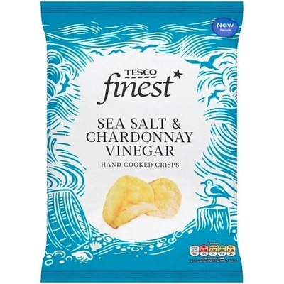Tesco Finest Smažené zemiakové lupienky s príchuťou vínneho octu Chardonnay, s morskou soľou 150 g