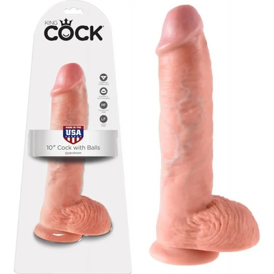 Пенис дилдо с тестиси, вакуумна основа, 26, 6см. - King Cock Flesh (PIPE550921)