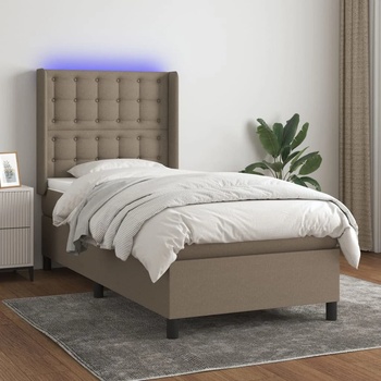 vidaXL Боксспринг легло с матрак и LED, таупе, 90x200 см, плат (3138609)