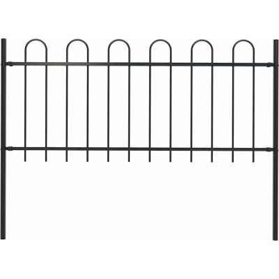 OMAXI Zahradní plot BOXTEL s obručí nahoře ocelový 170 x 80 cm černý 586960