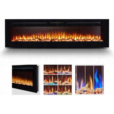 Adam Vestavný krb s elektrickou topnou funkcí 2000 W 183 x 50 x 12 cm černý