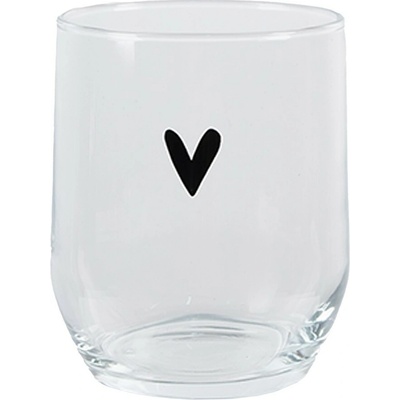 Clayre & Eef Transparentný pohár na vodu so srdiečkom Ø 8*9 cm 300 ml