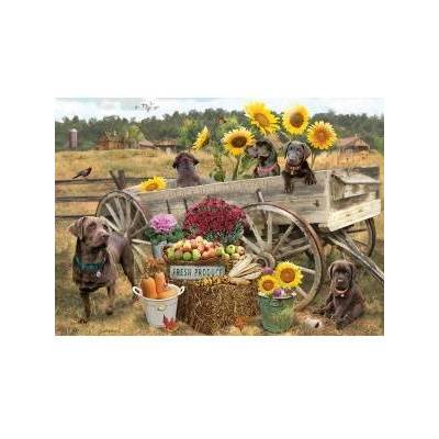 Cobble Hill Puzzle 500 Labradors from the cart, horses feel lighter G3