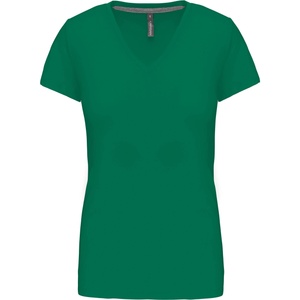 Kariban v-neck k381 / Дамска тениска с къс ръкав - кели зелено xxl (20k38152005)